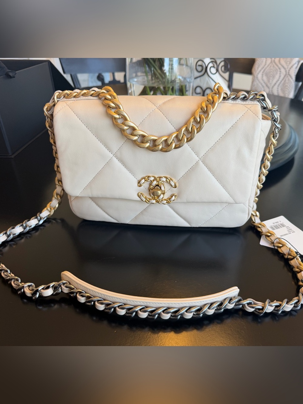 CHANEL 19 Lambskin Shoulder Bag with Two-Tone Chain - brand new - with tags